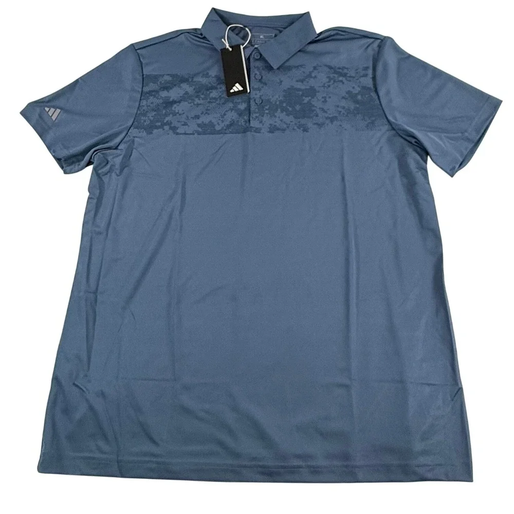 Adidas Mens Golf Polo Shirt Blue Digital Camo Graphic XL HS1093
